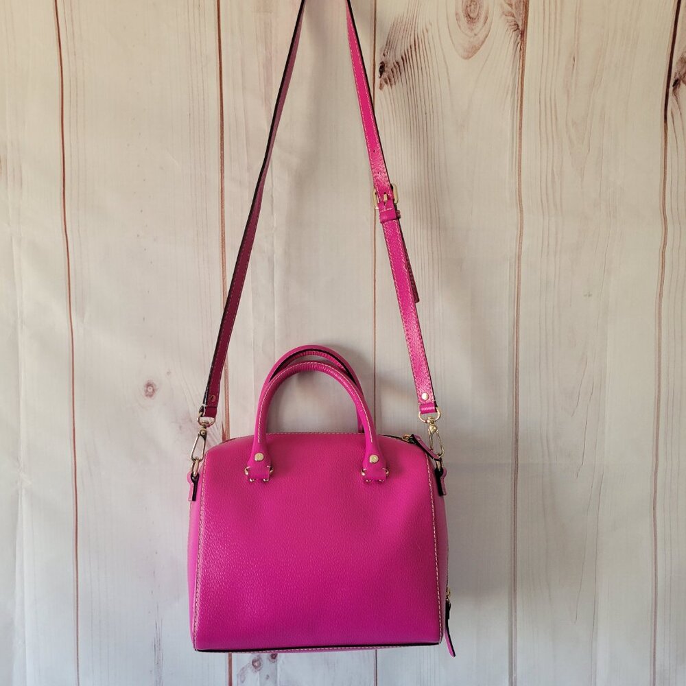 Kate Spade New York Pink Magenta Leather Satchel Purse w/ Detachable Crossbody - Picture 3 of 11